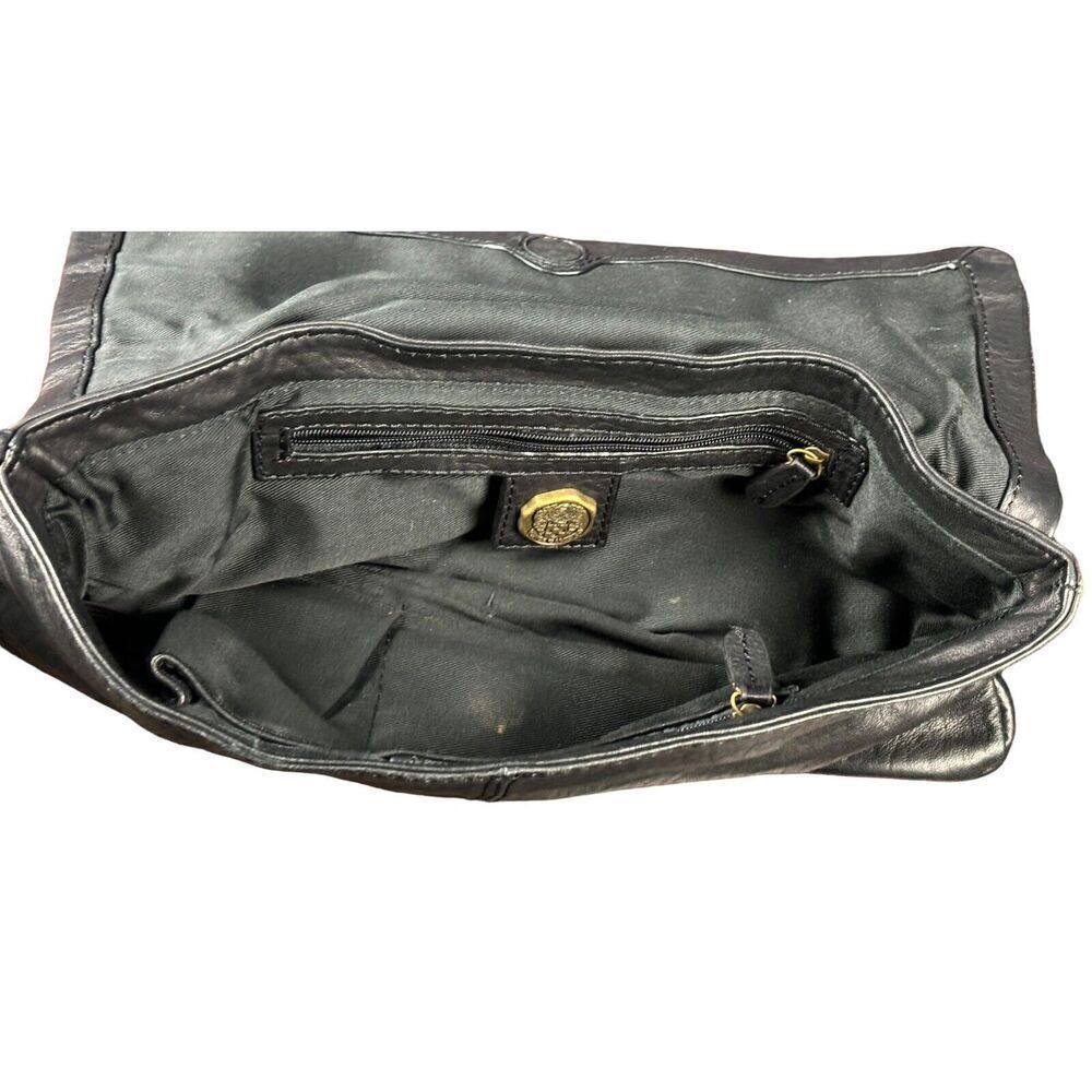 Vince Camuto Clutch Black Gold Metal Studded Tassel Leather Magnetic Purse - Picture 6 of 8
